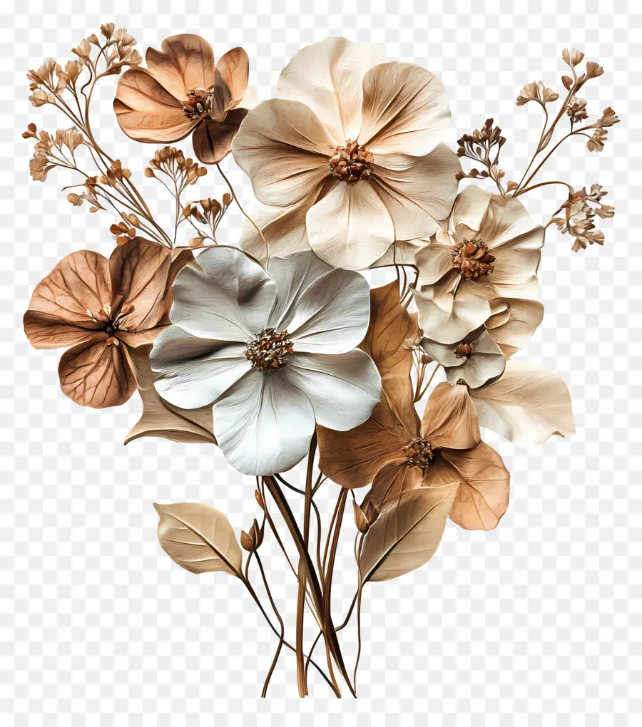 Arte Com Flores Secas，Flores De Papel PNG