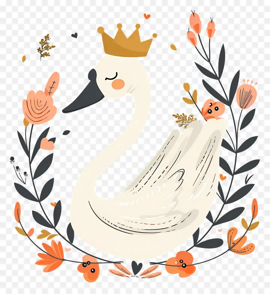 Cisne Branco，Cisne Com Coroa PNG