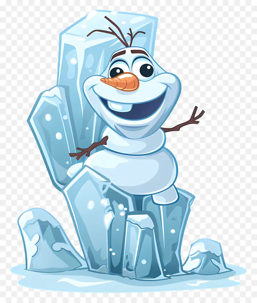 Olaf Congelado，Boneco De Neve No Bloco De Gelo PNG