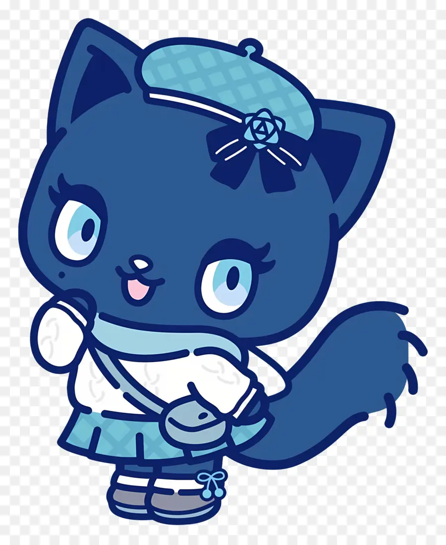 Adorozatorumary，Gato Azul Com Boina PNG