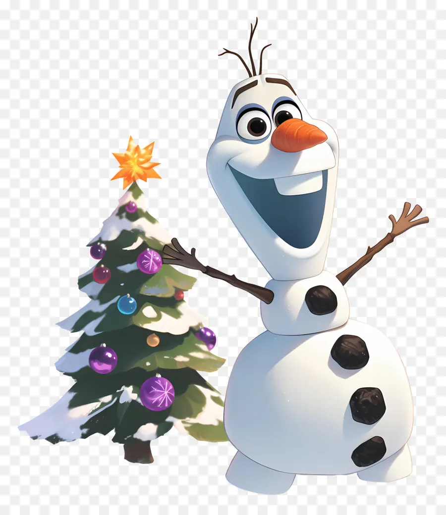 Olaf Congelado，Boneco De Neve Com árvore De Natal PNG