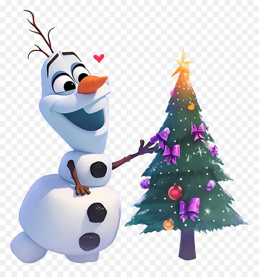 Olaf Congelado，Boneco De Neve Com árvore De Natal PNG