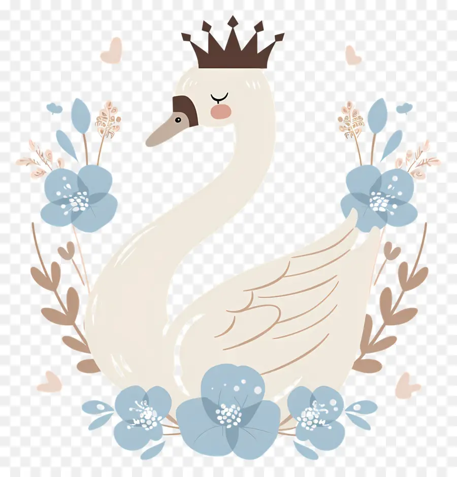 Cisne Fofo，Cisne Com Coroa PNG