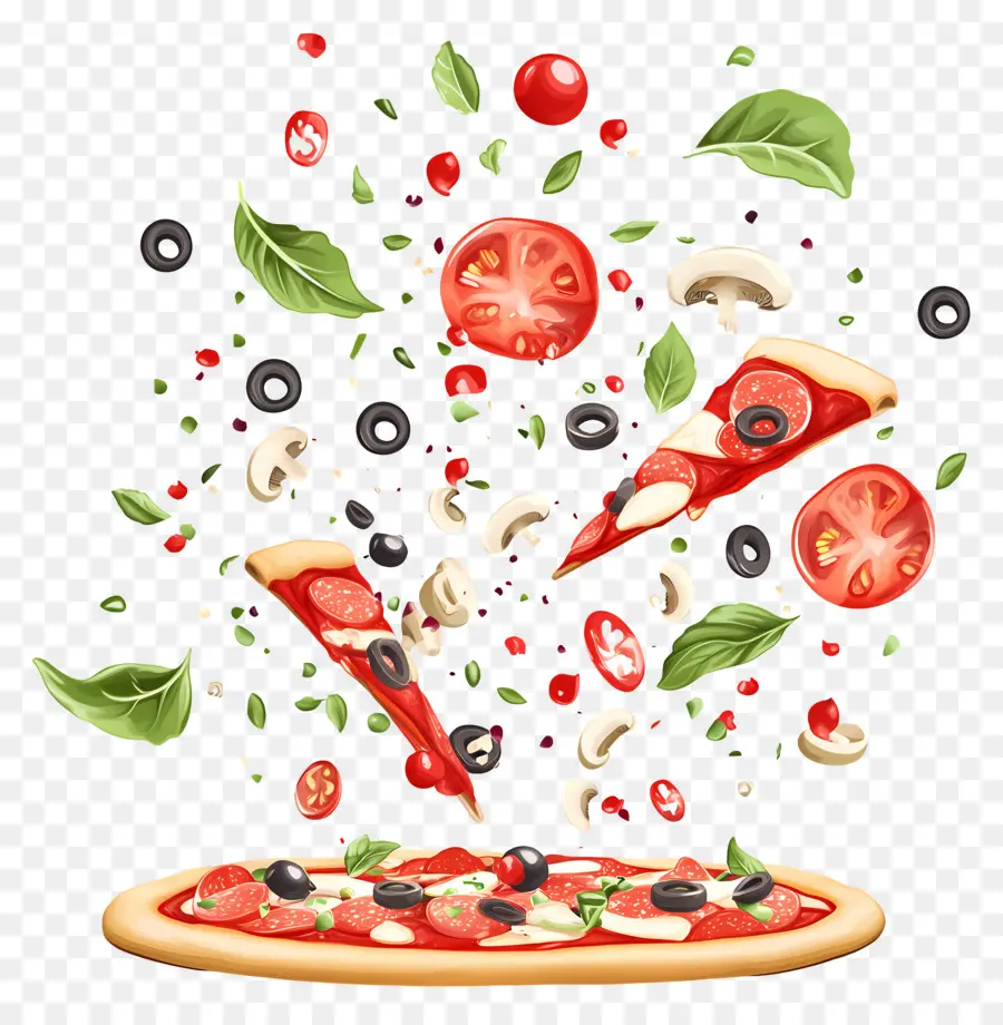 Ingredientes De Pizza，Fatias De Pizza PNG