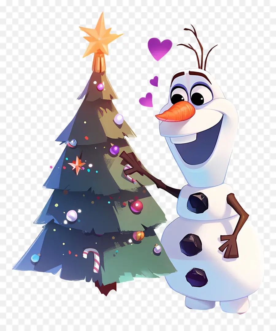 Olaf Congelado，Boneco De Neve Com árvore De Natal PNG