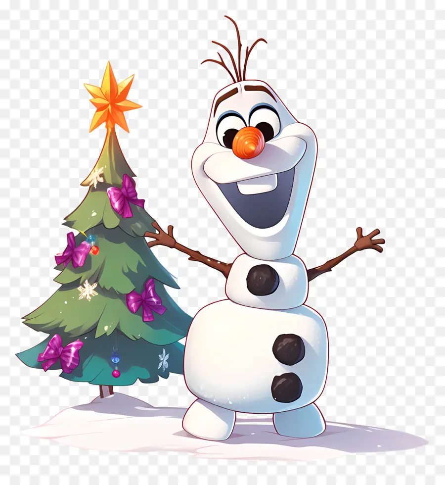 Olaf Congelado，Boneco De Neve Com árvore De Natal PNG