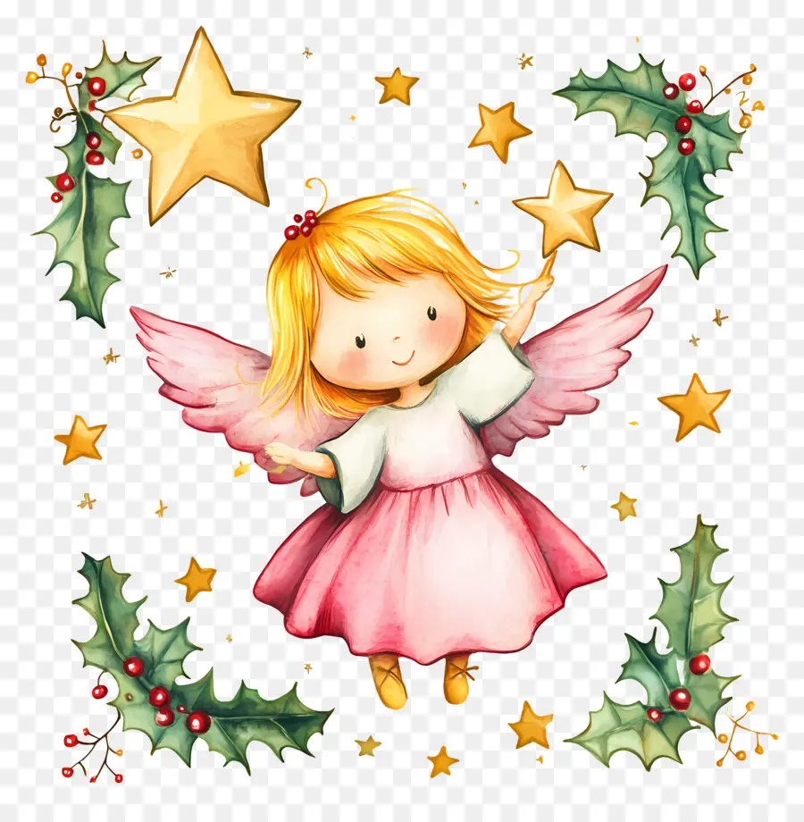 Fada De Natal，Anjo Com Estrela PNG