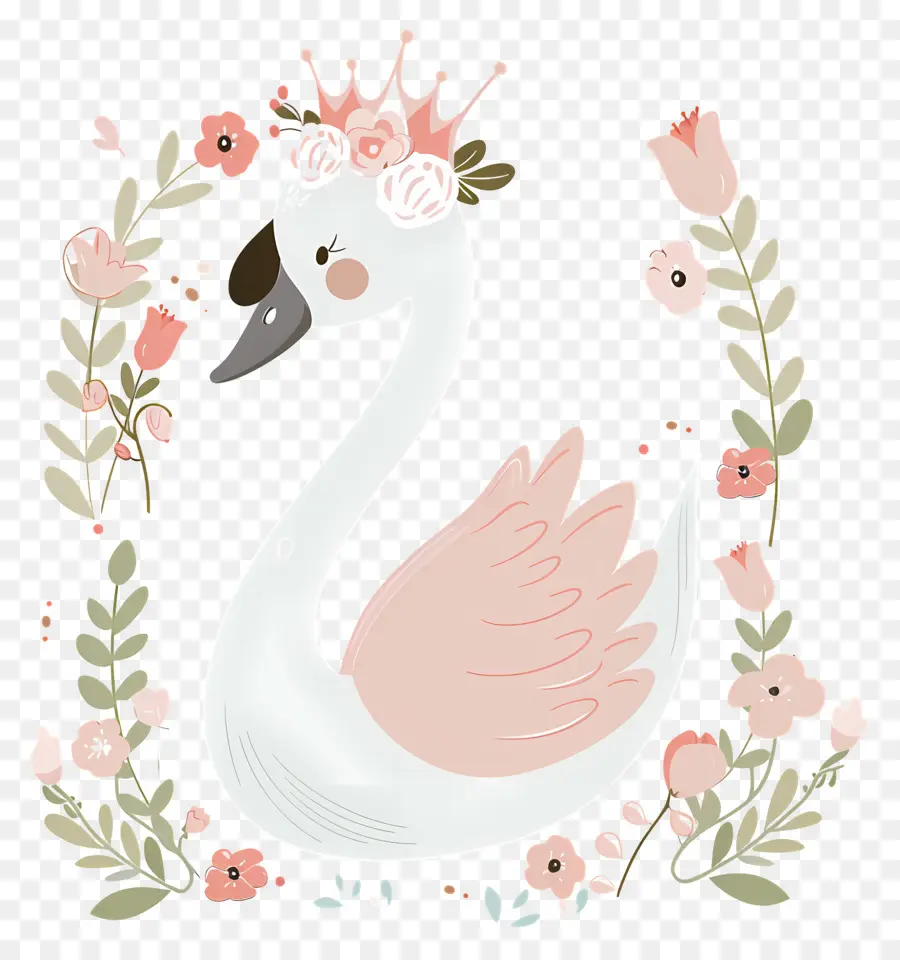 Cisne Fofo，Cisne Com Coroa PNG