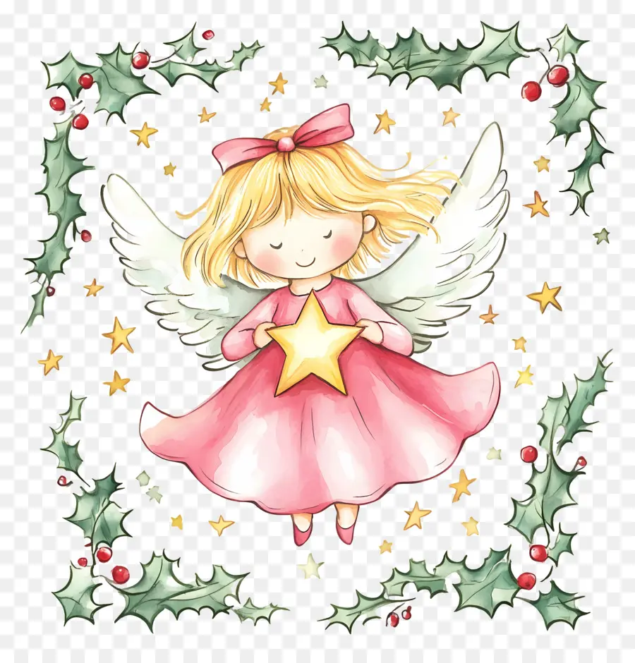 Fada De Natal，Anjo Com Estrela PNG