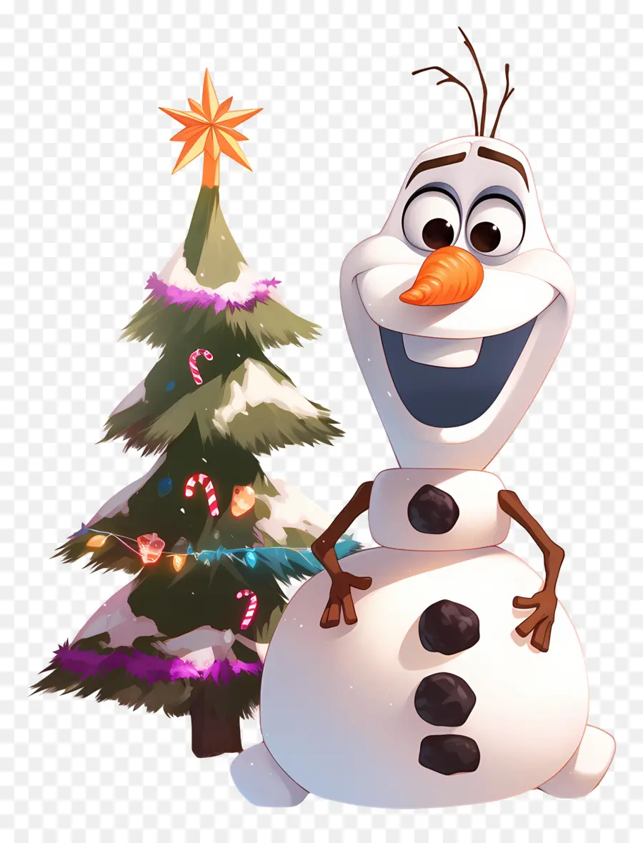 Olaf Congelado，Boneco De Neve Com árvore De Natal PNG