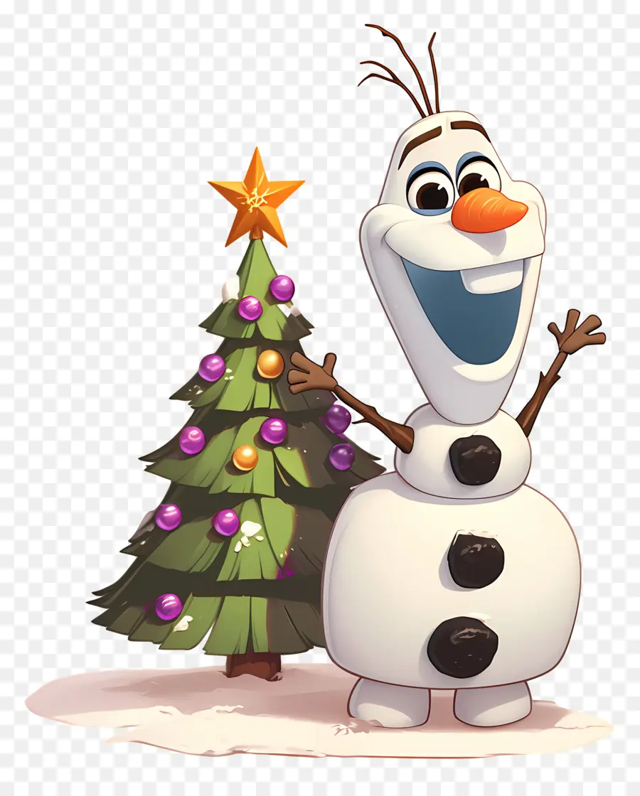 Olaf Congelado，Boneco De Neve Com árvore De Natal PNG