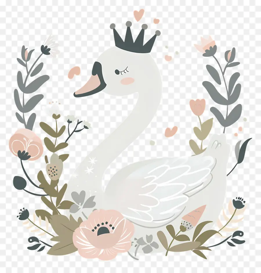 Cisne Fofo，Cisne Com Coroa PNG