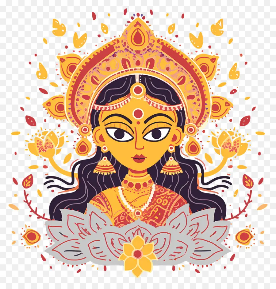 Navratri，Ilustração Da Deusa PNG