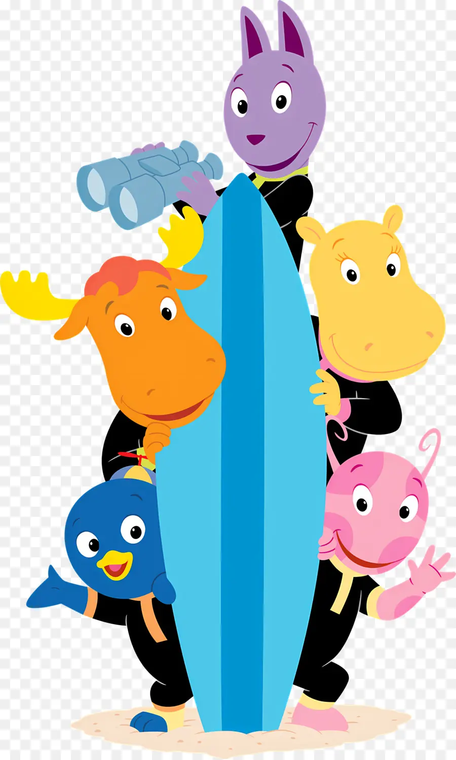 Backyardigans，Animais De Desenho Animado Com Prancha De Surf PNG