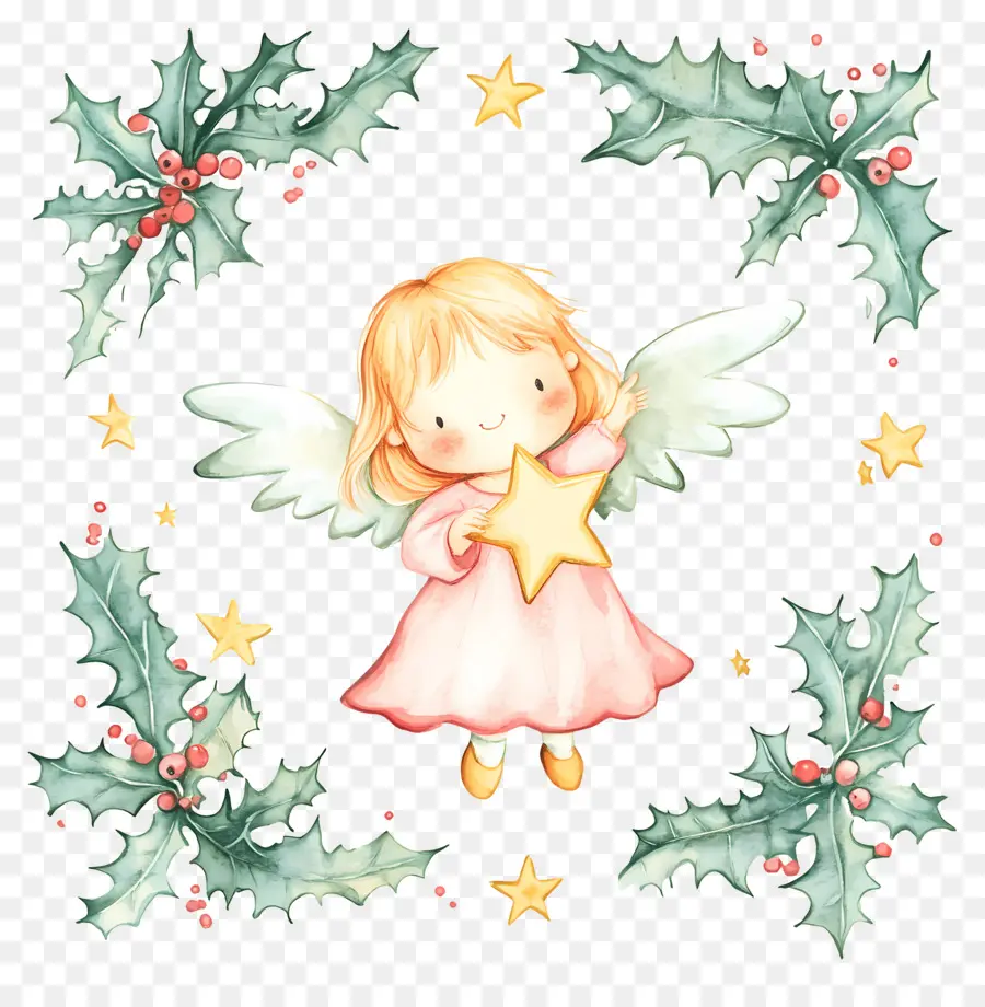 Fada De Natal，Anjo Com Estrela PNG