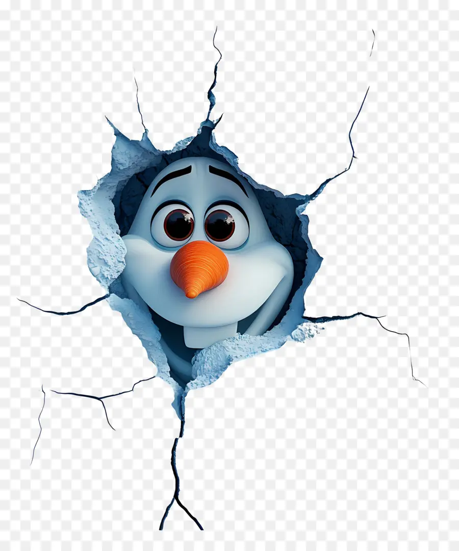 Olaf Congelado，Boneco De Neve Espreitando Através Do Gelo PNG