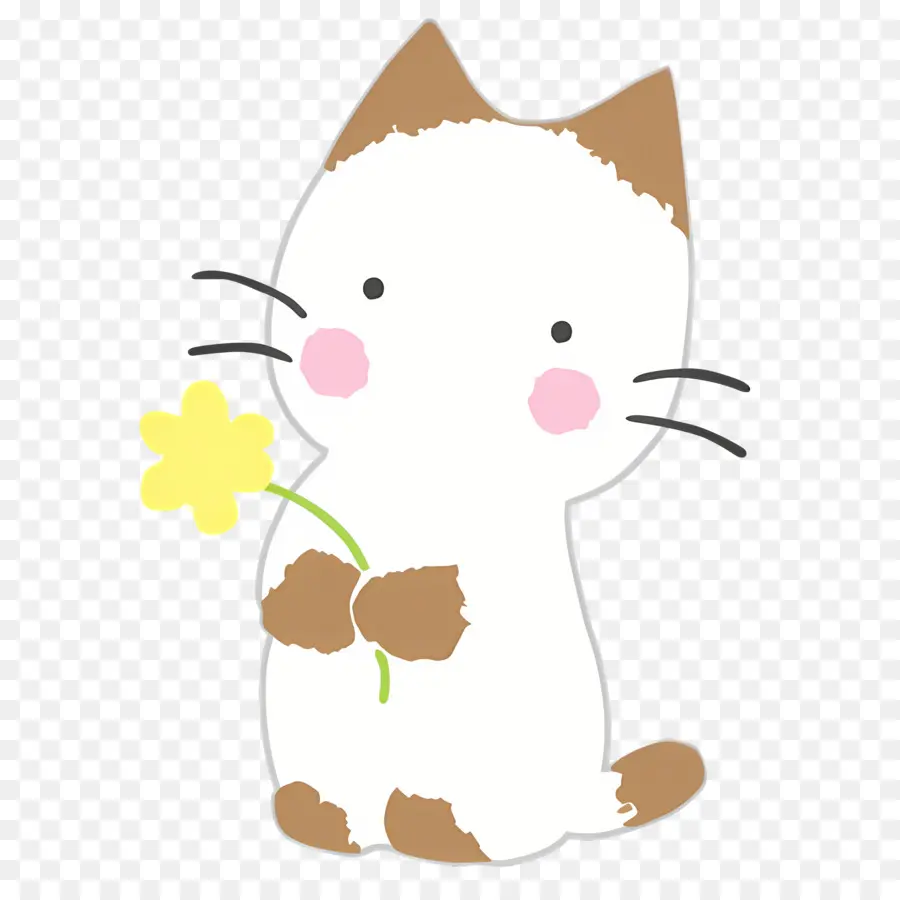 Mellotune，Gato Fofo Com Flor PNG