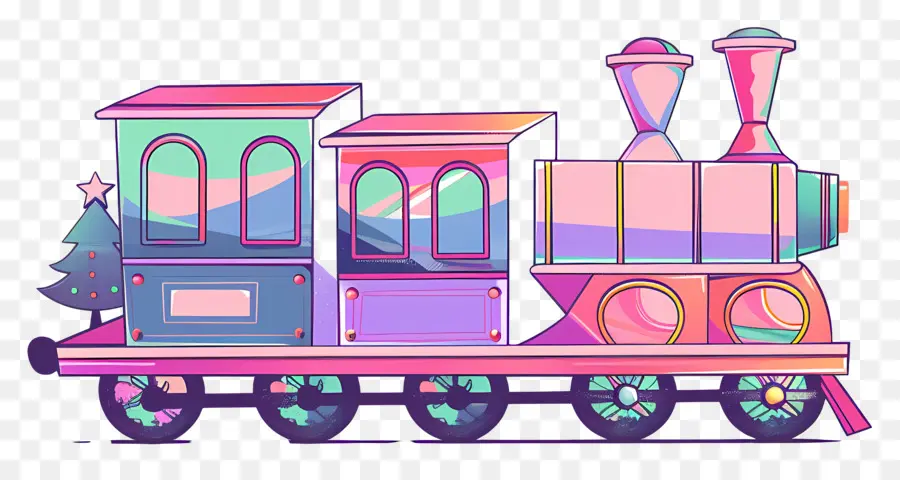 Trem De Natal，Trem Colorido PNG