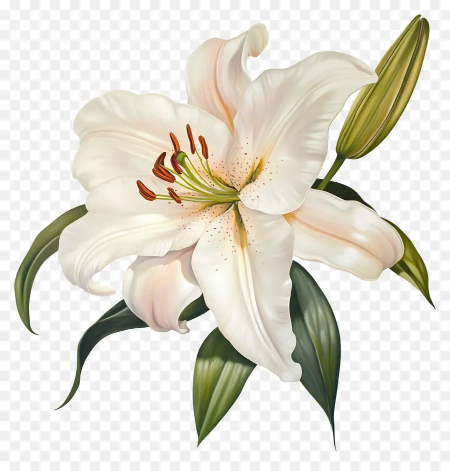 Flor Vintage，Lírio Branco PNG