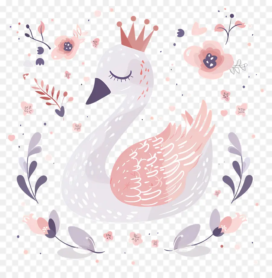 Cisne Fofo，Cisne Com Coroa PNG