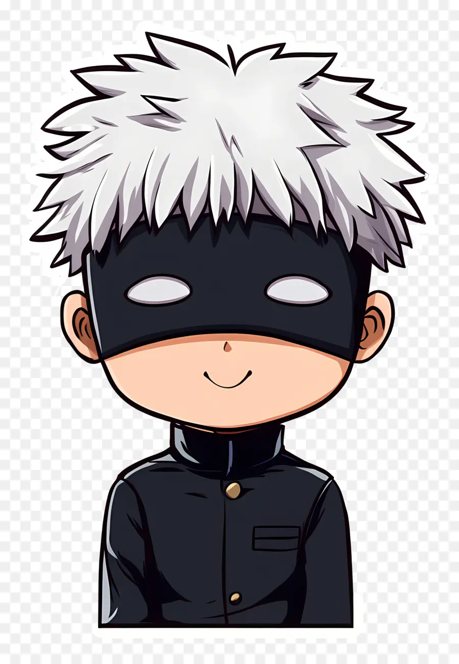 Gojo，Personagem Chibi Com Cabelo Branco E Máscara PNG