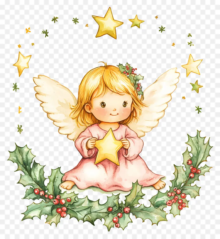 Fada De Natal，Anjo Com Estrela PNG