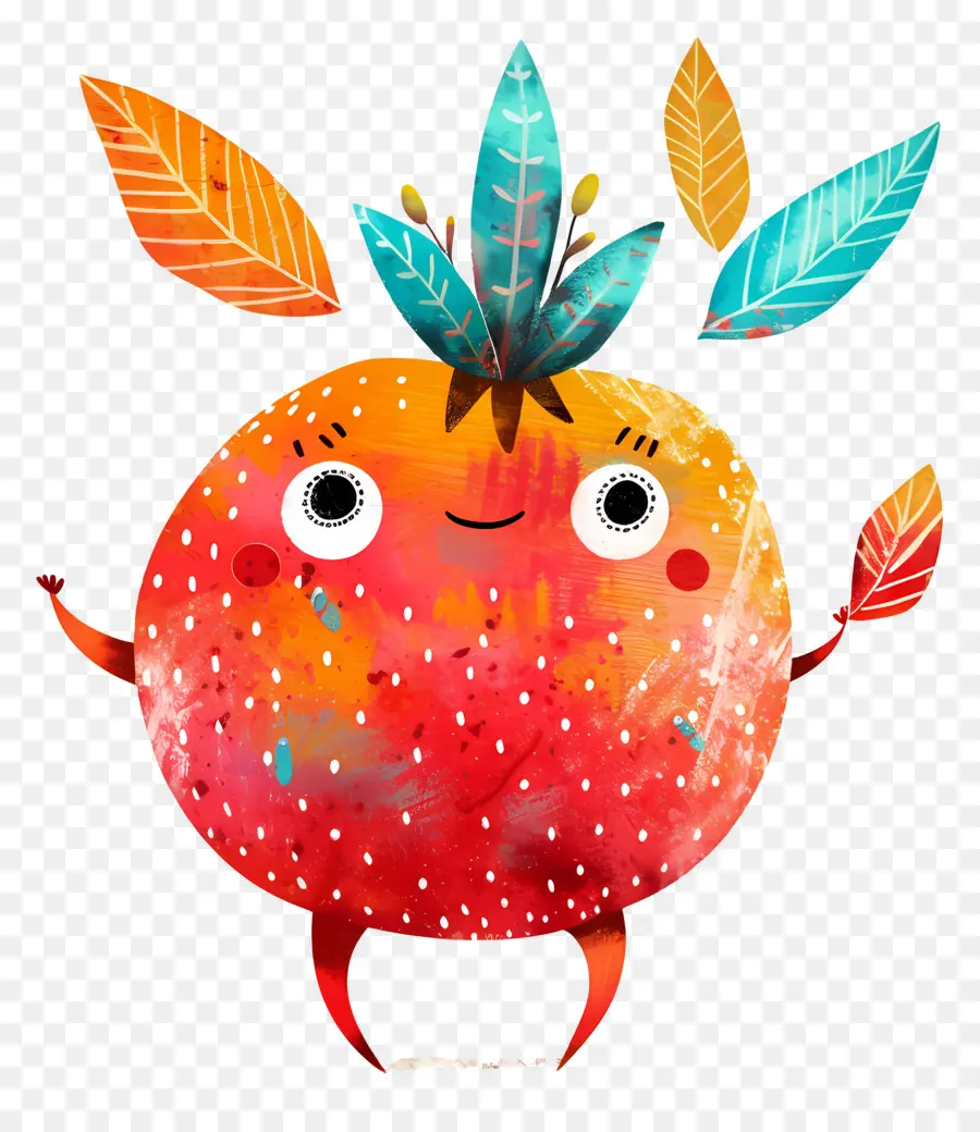 Romã，Personagem De Fruta Fofa PNG