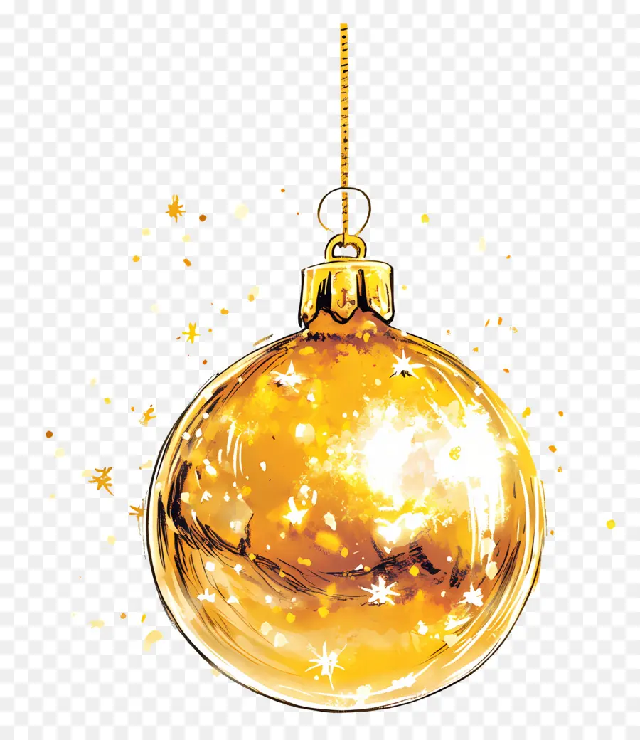 Ouro De Natal，Ornamento De Bola De Ouro PNG