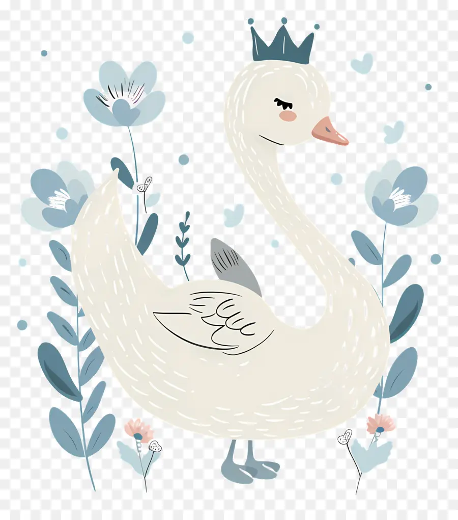 Cisne Fofo，Cisne Com Coroa PNG