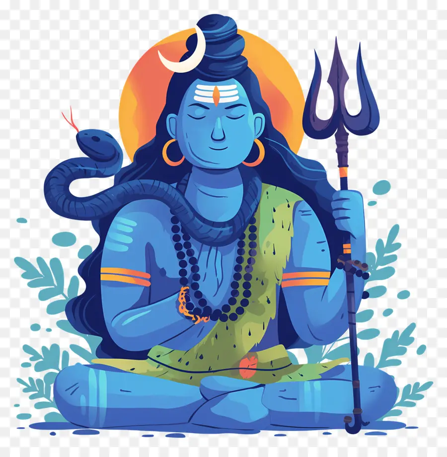 Maha Shivaratri，Divindade Azul Com Tridente PNG