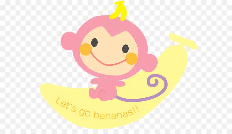 Chi Chai Monchan，Macaco De Desenho Animado Em Banana PNG