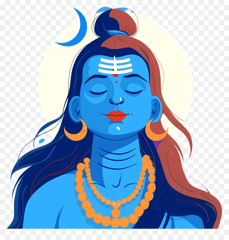 Maha Shivaratri，Divindade Azul Com Lua Crescente PNG