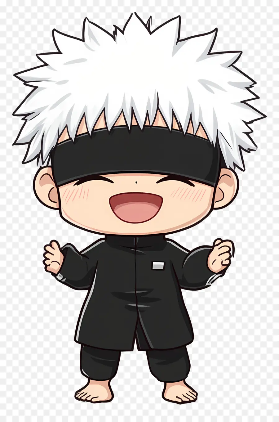 Gojo，Personagem Chibi Com Cabelo Branco E Máscara PNG