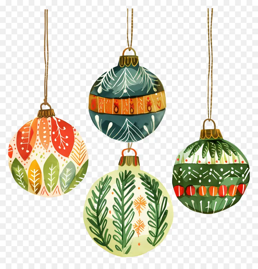 Enfeites De Bola De Natal，Ornamentos Estampados PNG