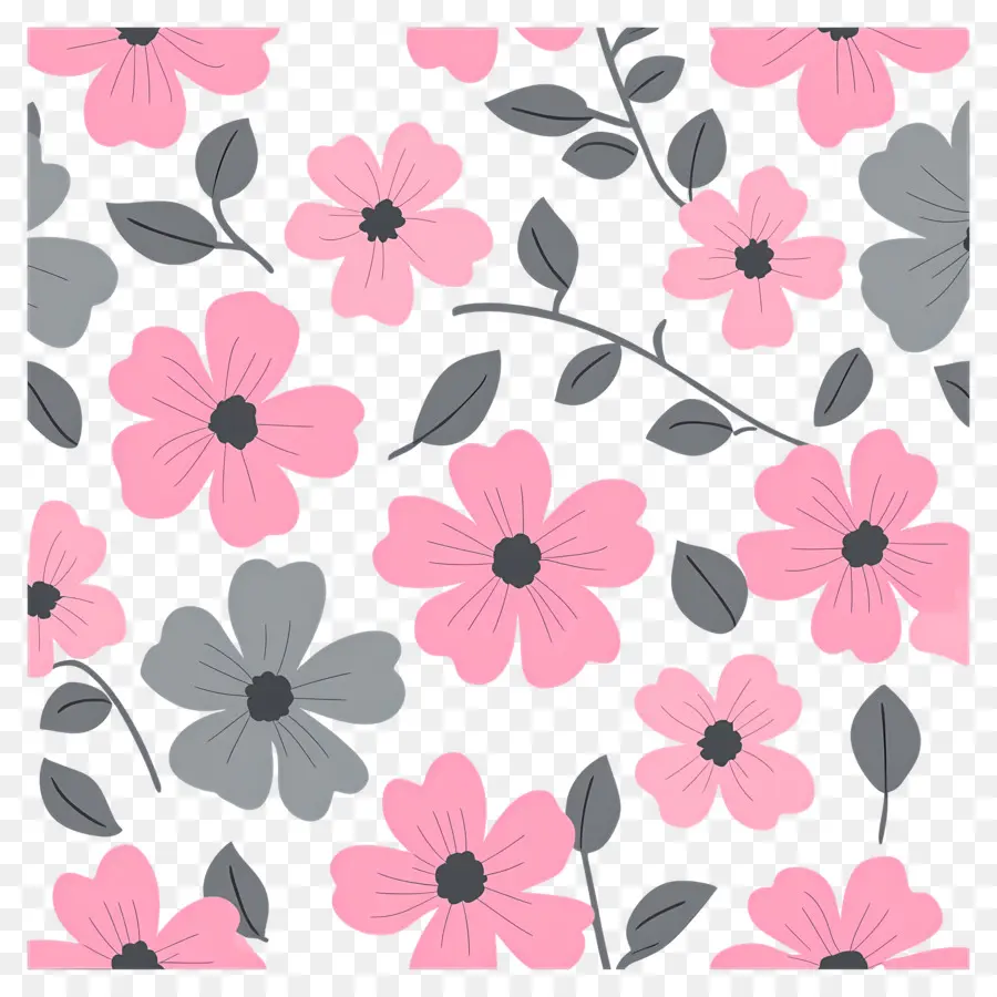 Fundo De Flor，Flores Rosa E Cinza PNG