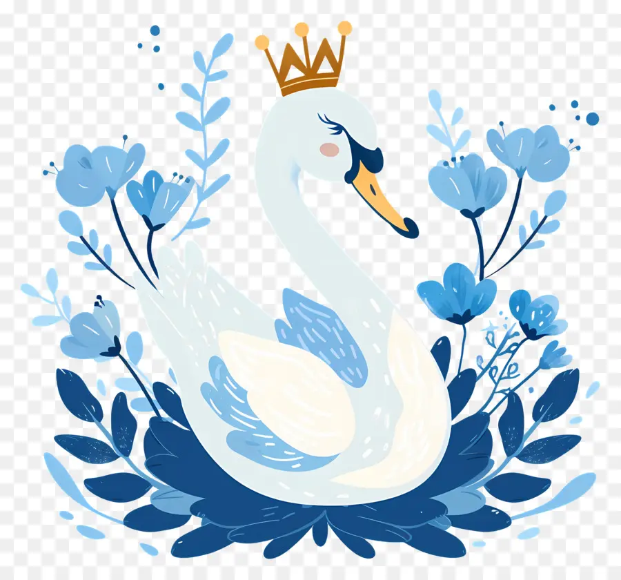 Cisne Fofo，Cisne Com Coroa PNG