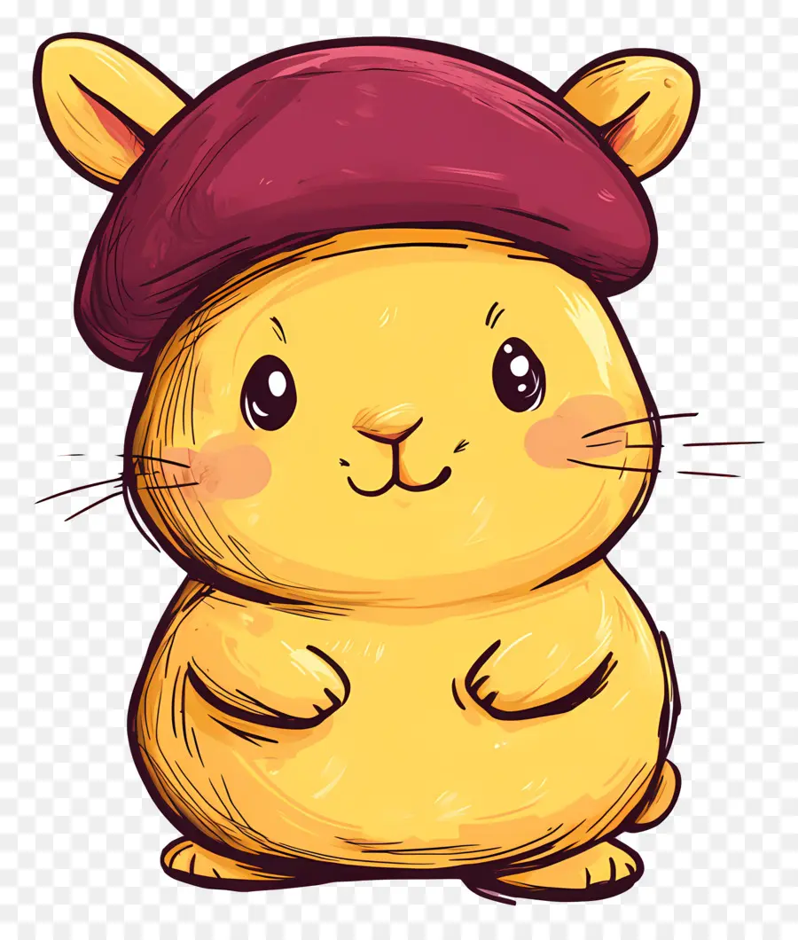 Coelho Fofo，Hamster Amarelo Com Boina PNG