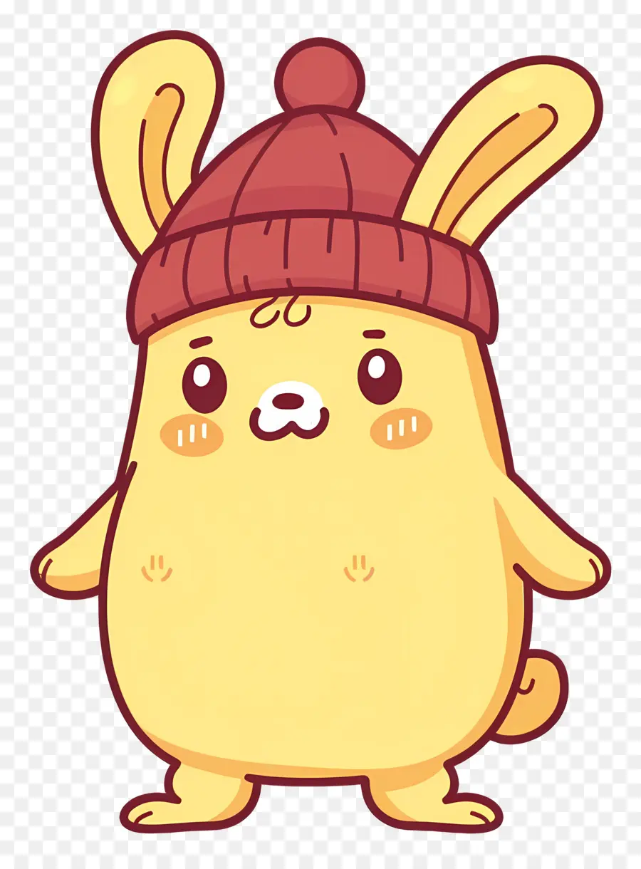 Coelho Fofo，Coelhinho Amarelo Com Gorro PNG