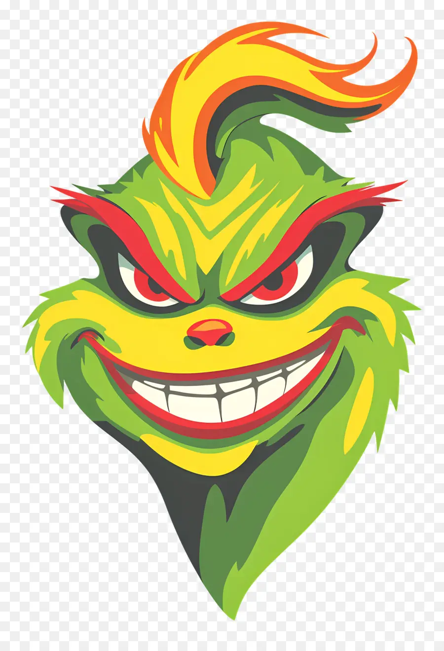 Natal Grinch，Rosto Sorridente Verde PNG