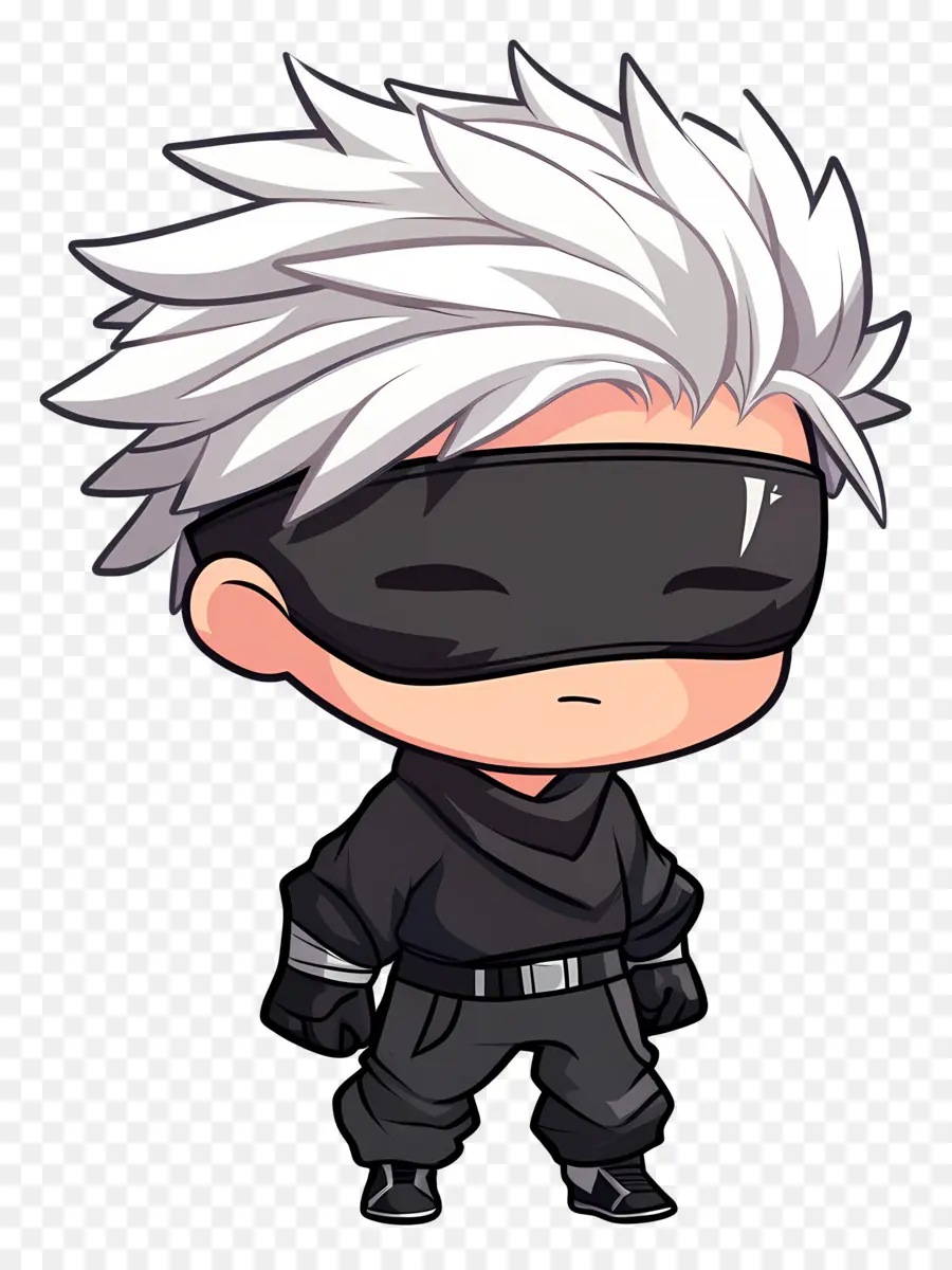 Gojo，Personagem Chibi Em Roupa Preta PNG