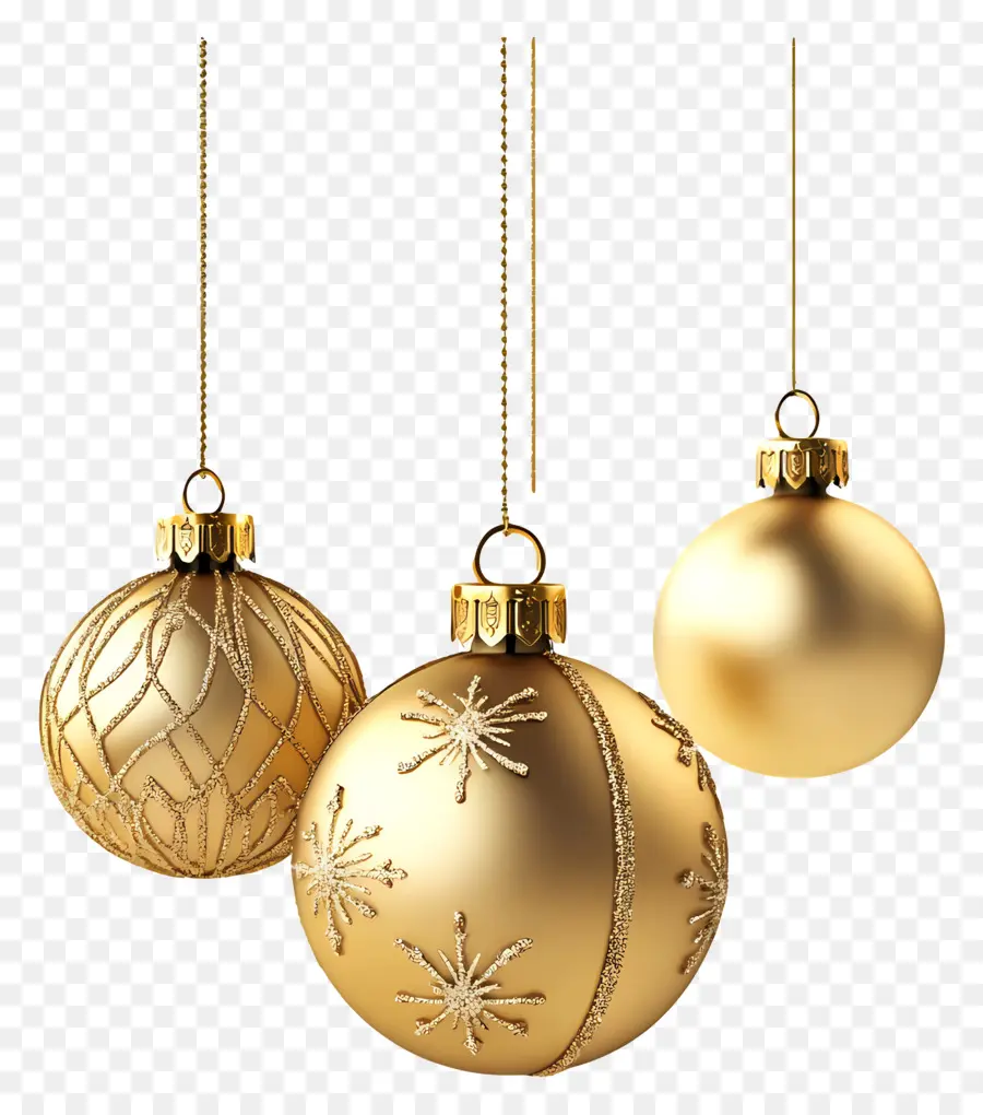 Ouro De Natal，Ornamentos Dourados PNG