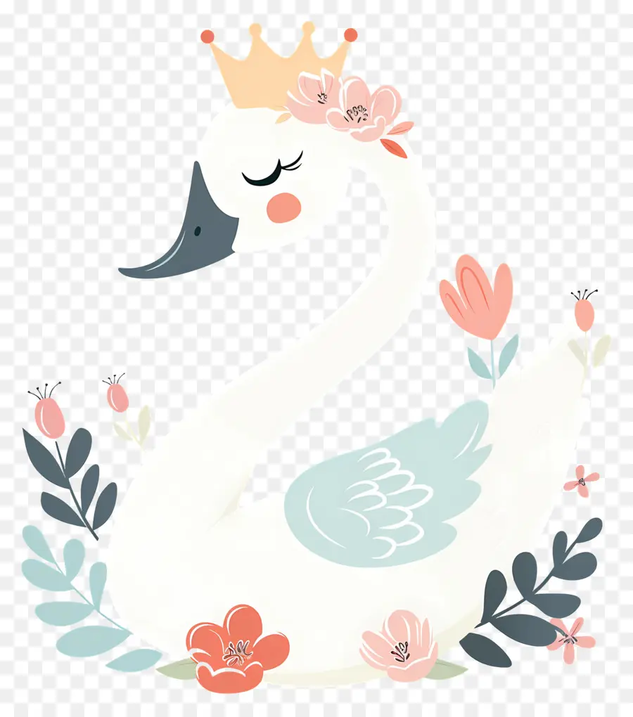 Cisne Fofo，Cisne Com Coroa PNG