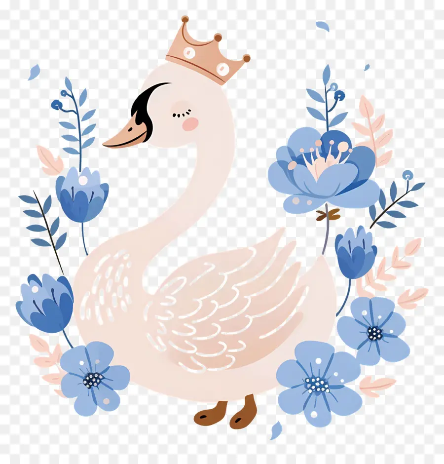 Cisne Fofo，Cisne Com Coroa PNG