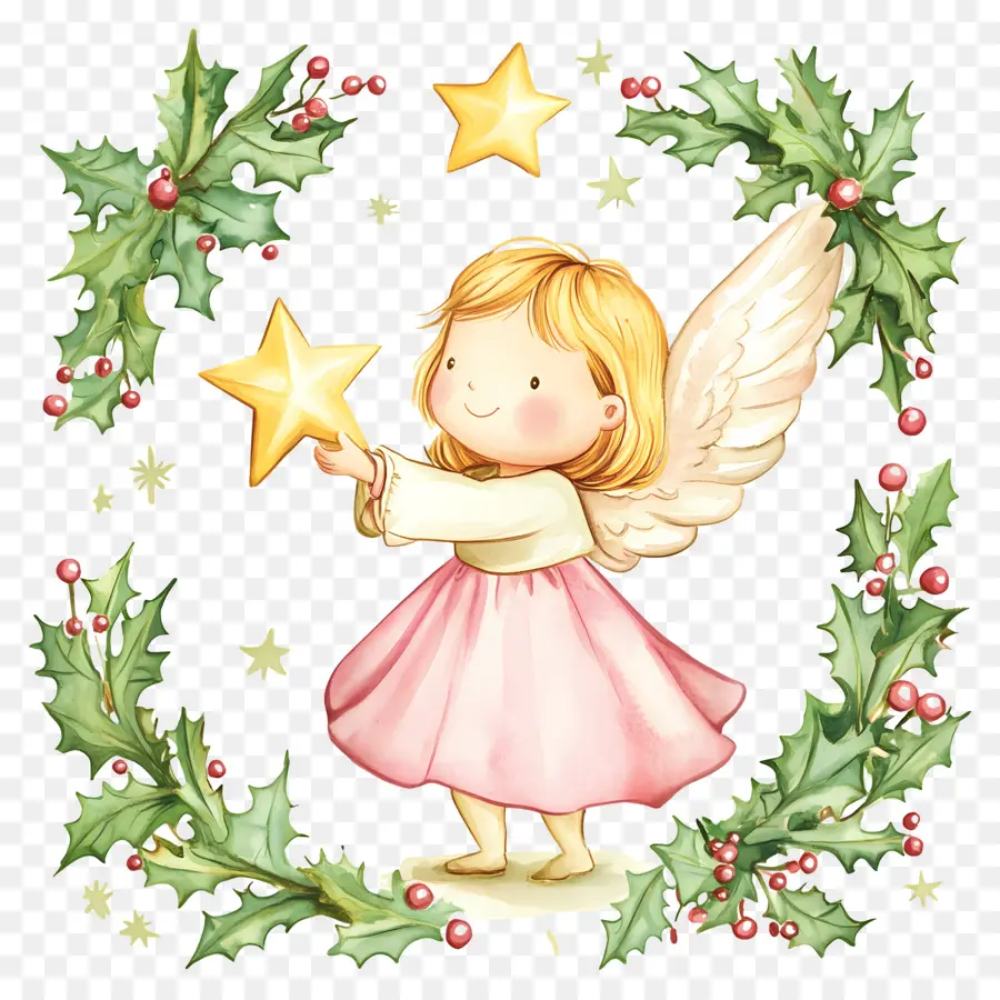 Fada De Natal，Anjo Com Estrela PNG