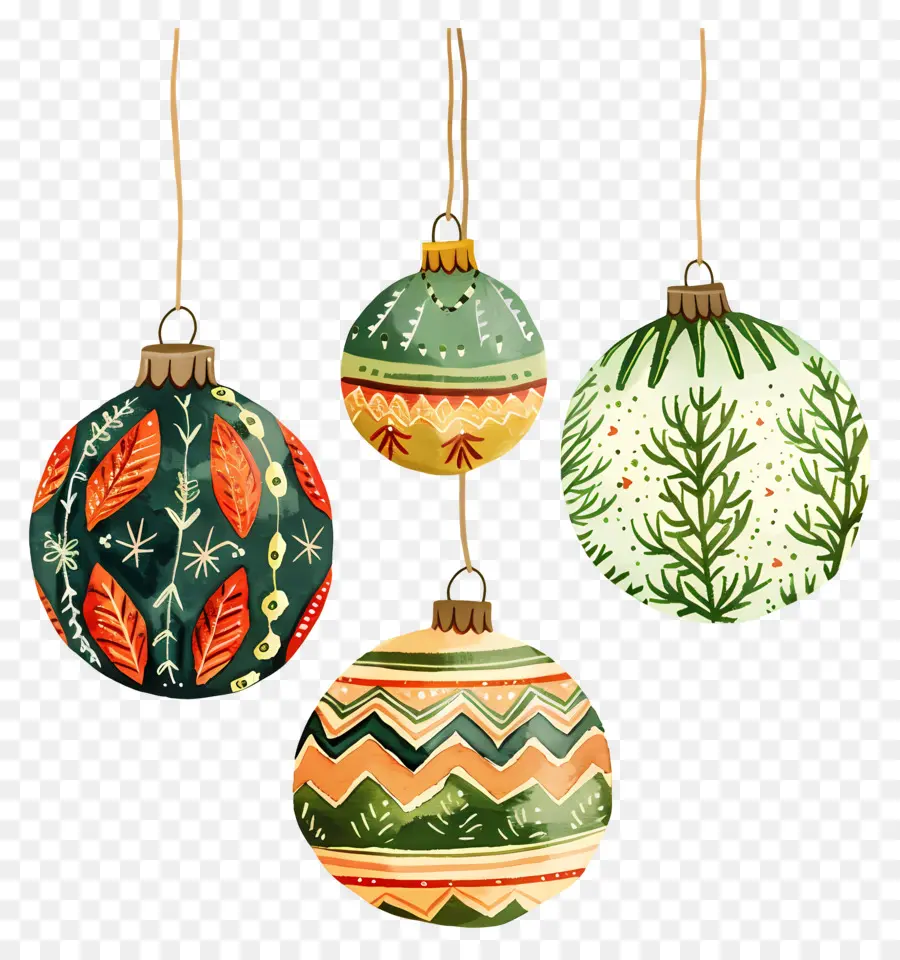 Enfeites De Bola De Natal，Ornamentos Com Tema Da Natureza PNG