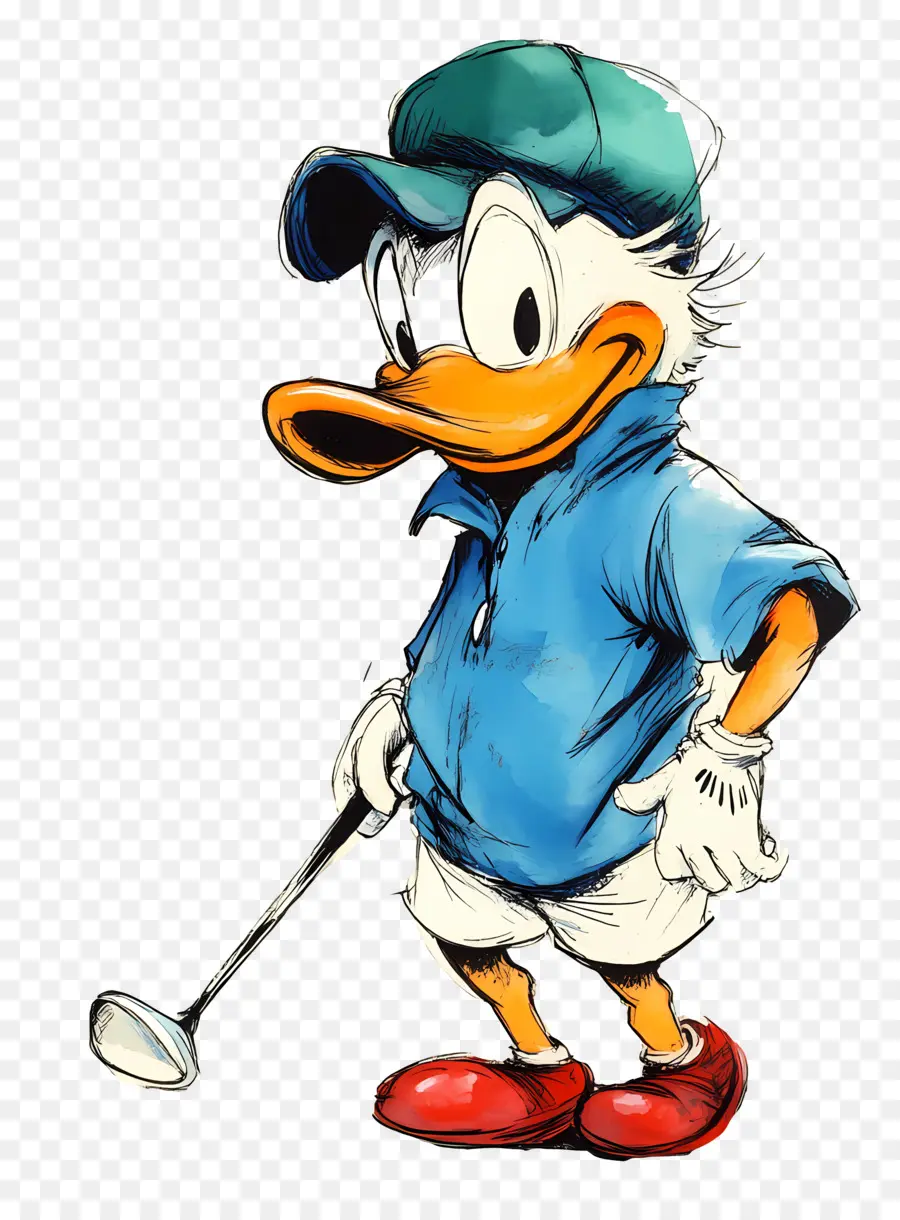 Pato Donald，Pato Com Taco De Golfe PNG