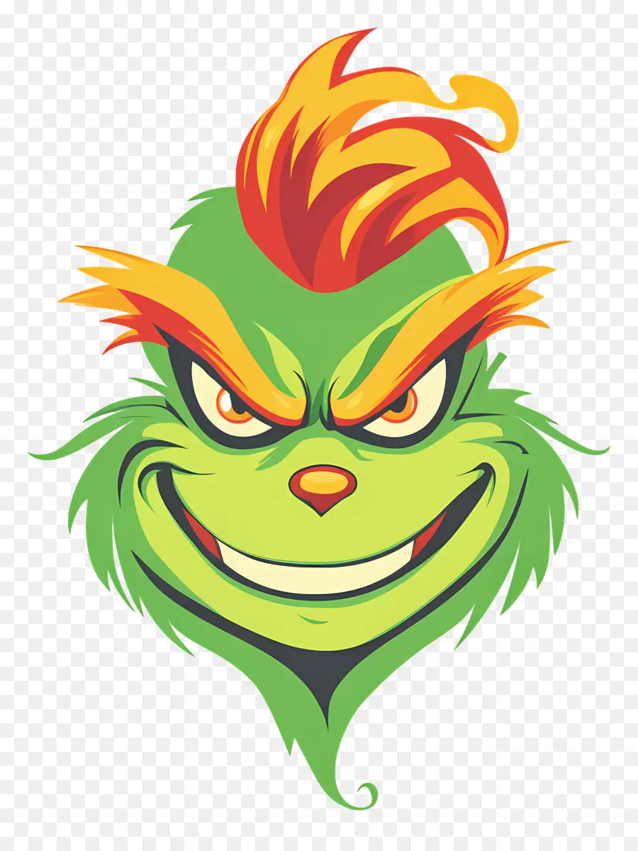 Natal Grinch，Rosto Sorridente Verde PNG