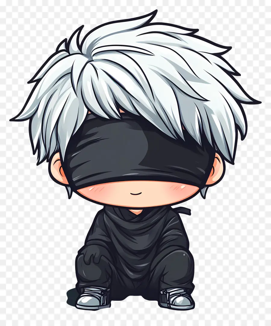 Gojo，Personagem Chibi Com Venda Nos Olhos PNG