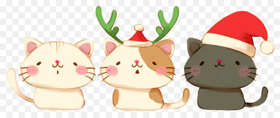 Animal De Natal，Gatos Fofos Com Chapéus De Natal PNG