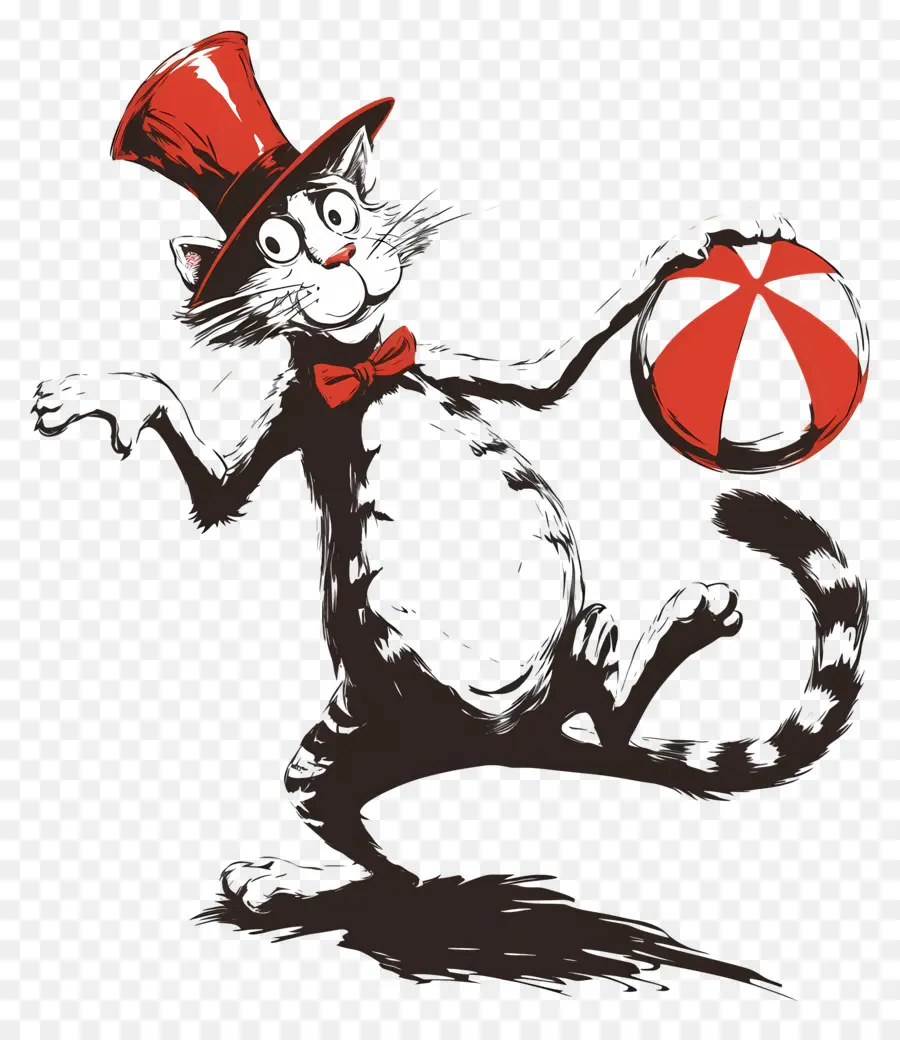 Dr Seuss，Gato Com Chapéu E Bola PNG